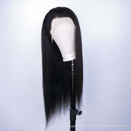 Huashuo Wholesale Swiss Transparent HD Full Lace Glueless Human Hair Lace Frontal Wigs